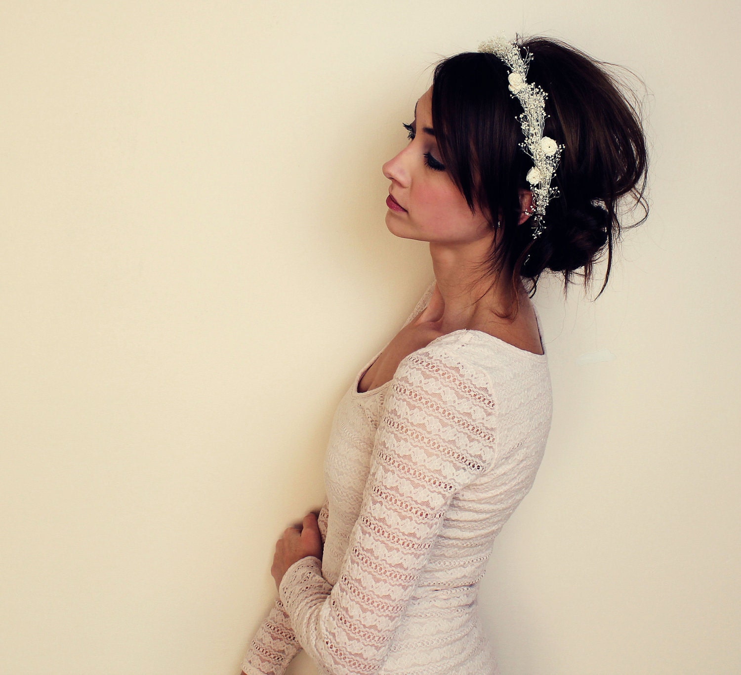 GRACE - baby's breath halo crown