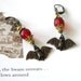 Bat earrings red glass bead victorian style goth vampire earrings jewelry antique brass bronze