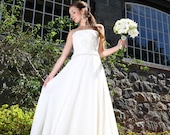 Lace and Chiffon Wedding Dress, Beach or Destination Wedding, Simple, Goddess // Hand Made  // Available in Plus Size