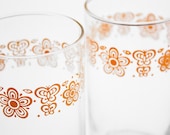 pyrex butterfly gold glasses set of two retro 60s 70s floral - usedandabused