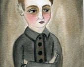 Martin - Victorian Boy Portrait Watercolor Art Print  (6x8)