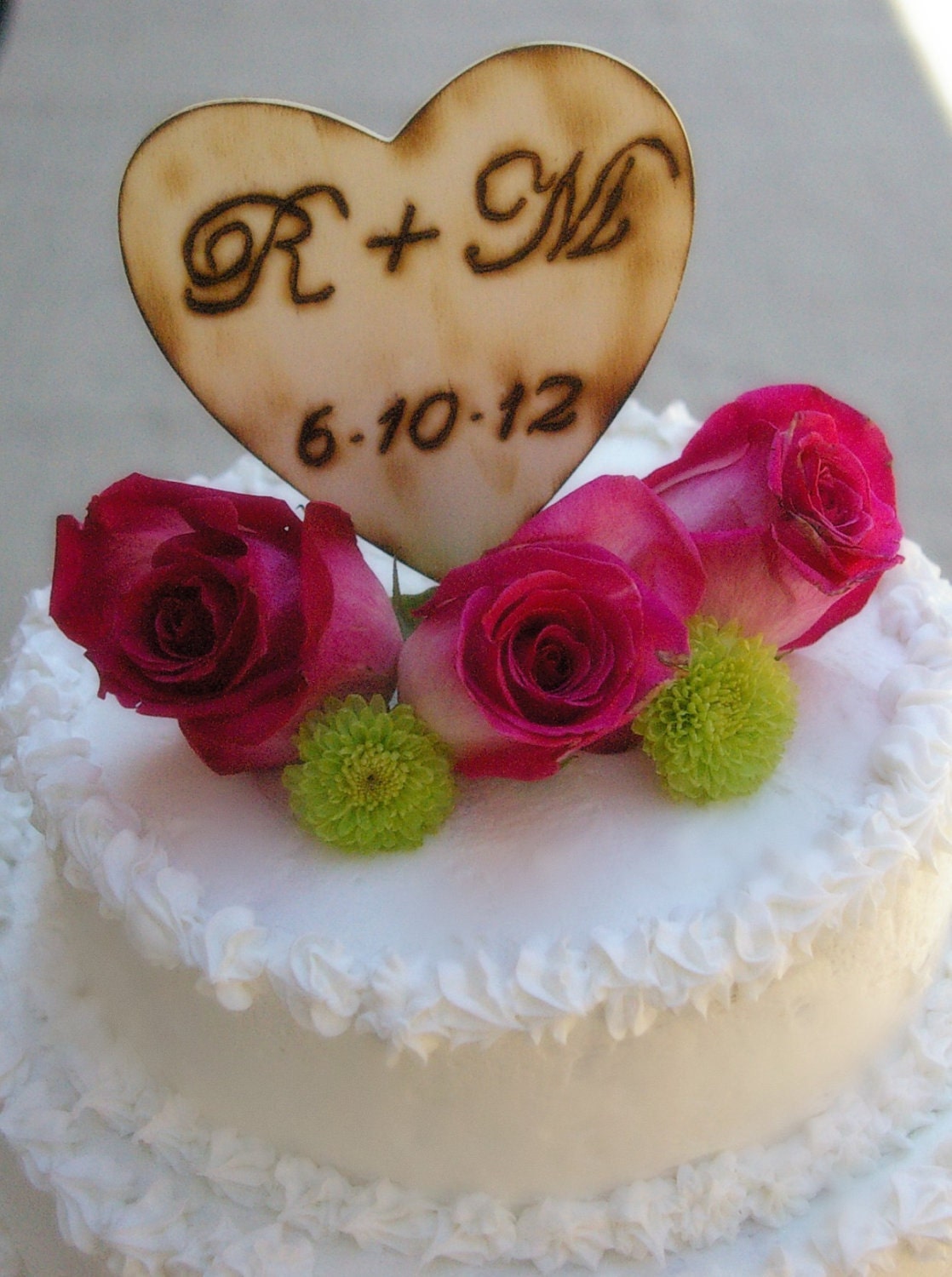 CAKE TOPPER Heart Personalized Rustic Beach Woodland Wedding Centerpiece