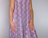 purple zig zag strapless dress