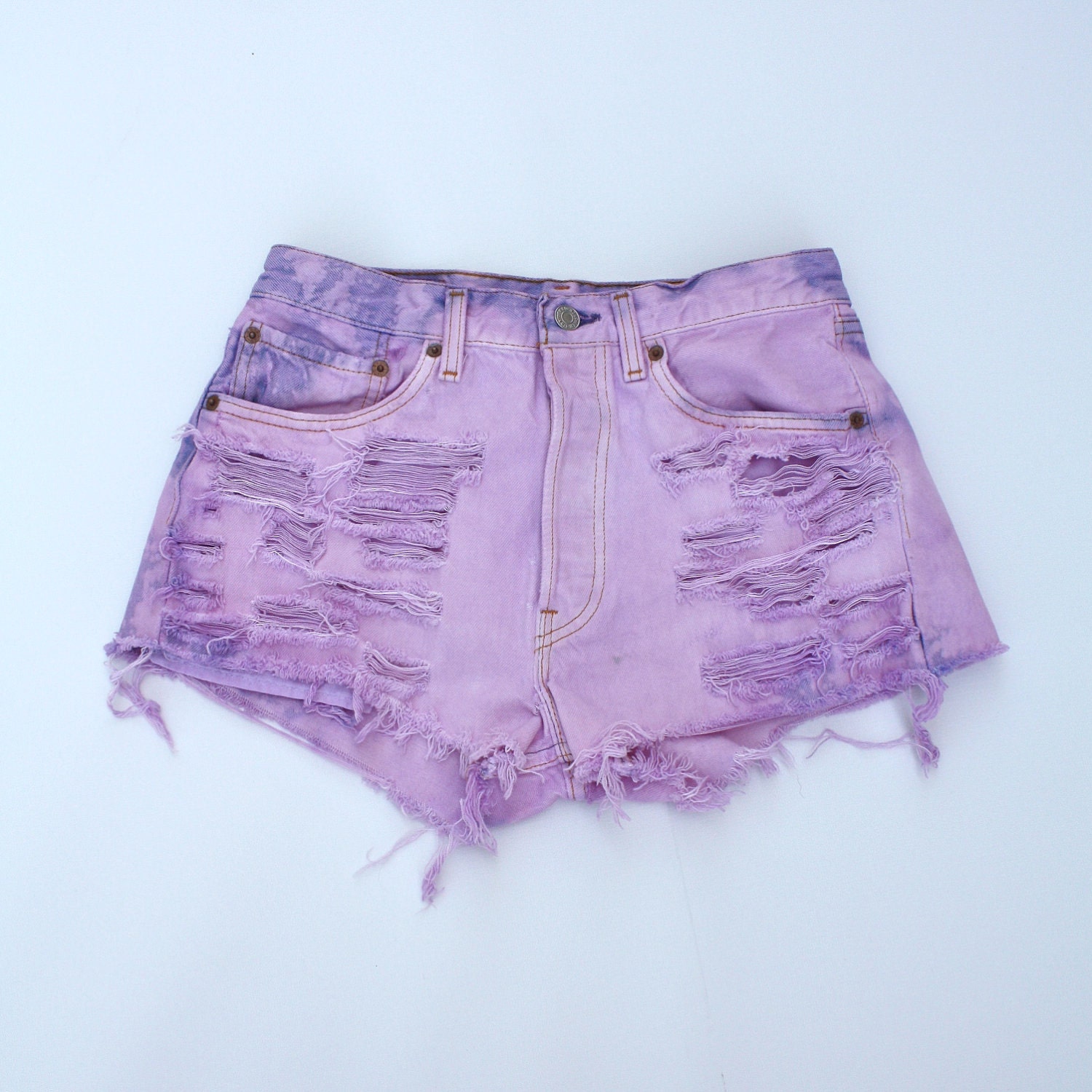 denim cut off shorts pastel spring purple MADE TO ORDER