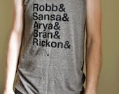 Game of Thrones // Stark Siblings Unisex Tank // Robb and Sansa and Arya and Bran and Rickon and Jon