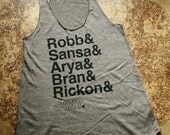 Game of Thrones // Stark Siblings Women's Racerback Tank // Robb Sansa Arya Bran Rickon Jon