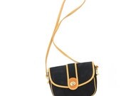 Vintage 1980's Black & Tan Leather Suade CROSSBODY Mini Shoulder Purse