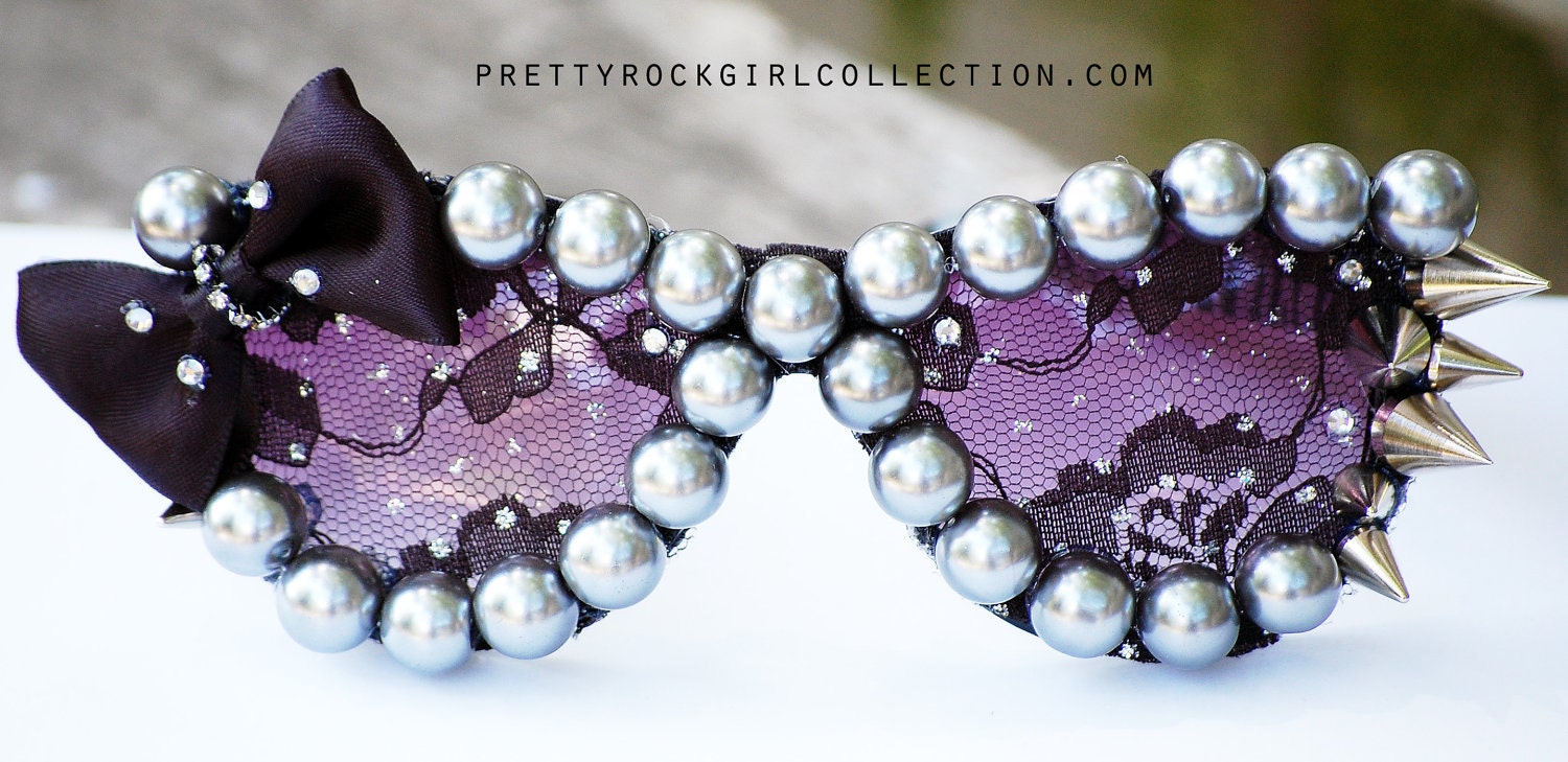 Custom cat eye lace beads spikes bow  stunner shades