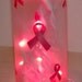 Glittered Pink Ribbon Glass Bottle Accent Light/Lamp-Breast Cancer Awareness