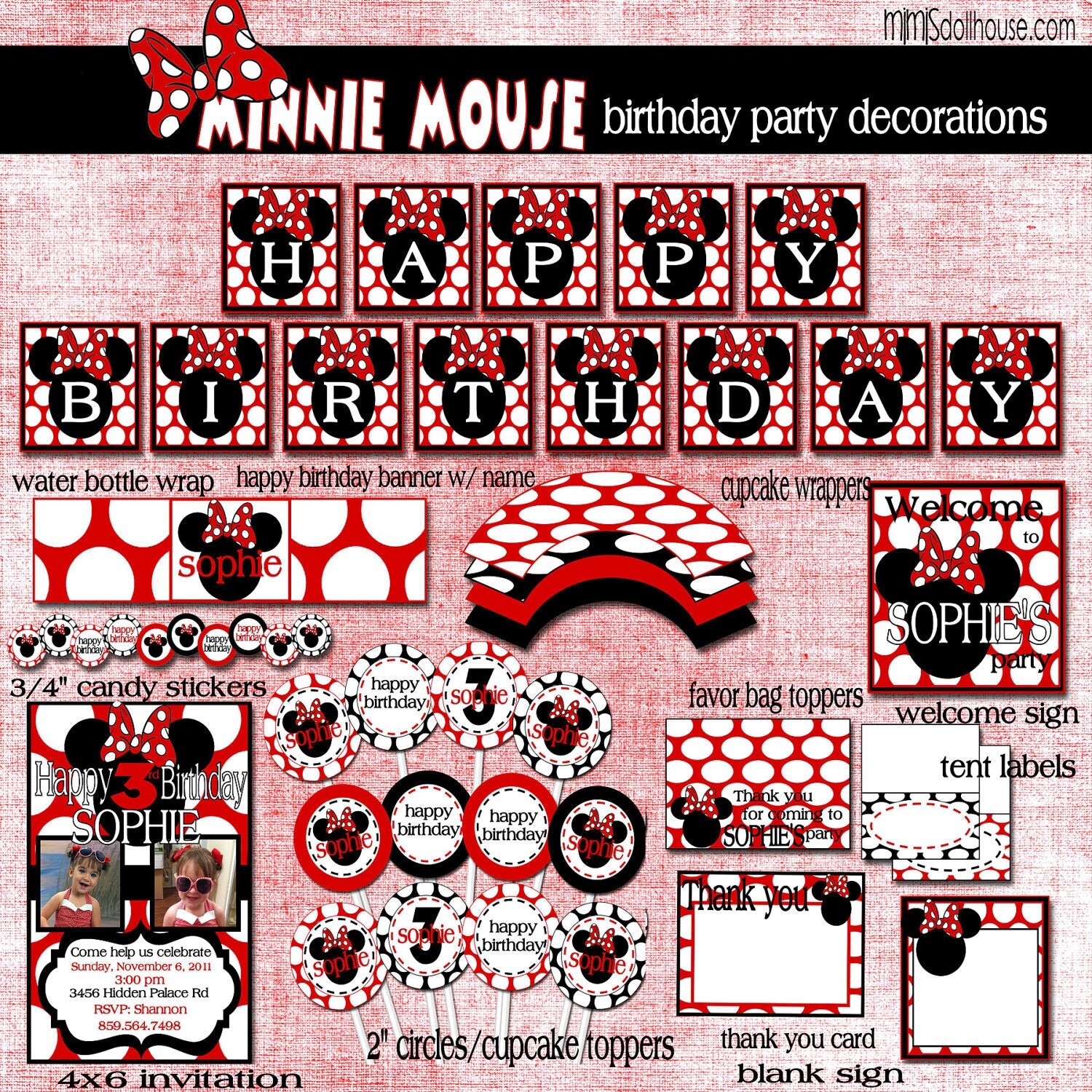Minnie Mouse Party Decorations-Minnie Mouse Birthday Party Decorations PDF Il_570xn