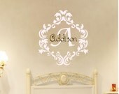 Baby Girl Name Damask Wall Decal Nursery Monogram Vinyl Sticker Decor 2