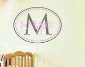 Girl Name Dots Monogram Wall Decal Nursery Vinyl Wall Sticker