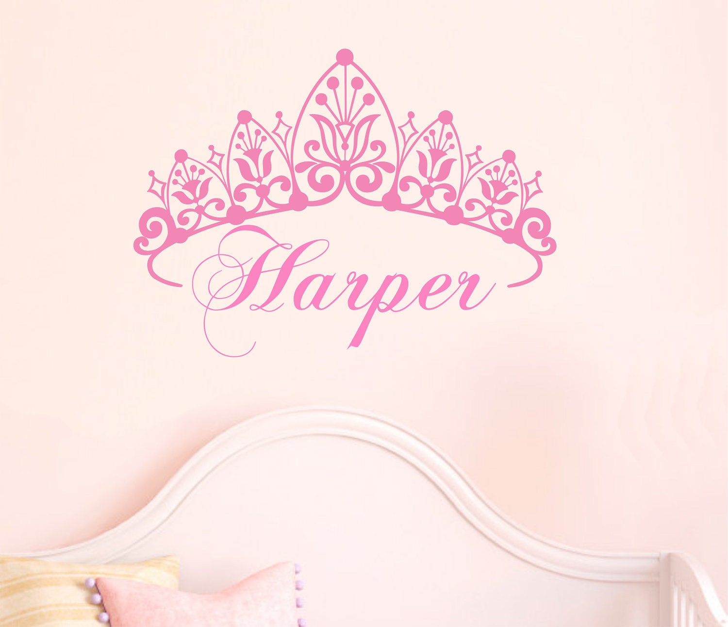 Nursery Girl Crown Wall Decal Name Custom Baby Toddler Vinyl Bedroom Decor
