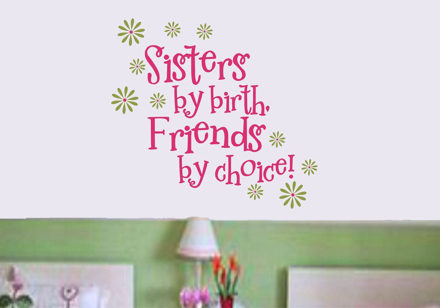 Sisters Quotes Wall Decal Flowers Bedroom Sticker Decor Twins