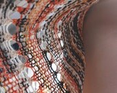 Warm hand knit lace shawl, stole, scarf in shades of brown