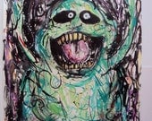 Abstract Ghostbusters Inspired Green "Slimer" Portrait