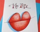 Miss You Card. I Love You Card - My Lips Need Yours
