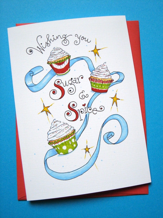 Cute Christmas Card, Cupcake Christmas - Sugar and Spice
