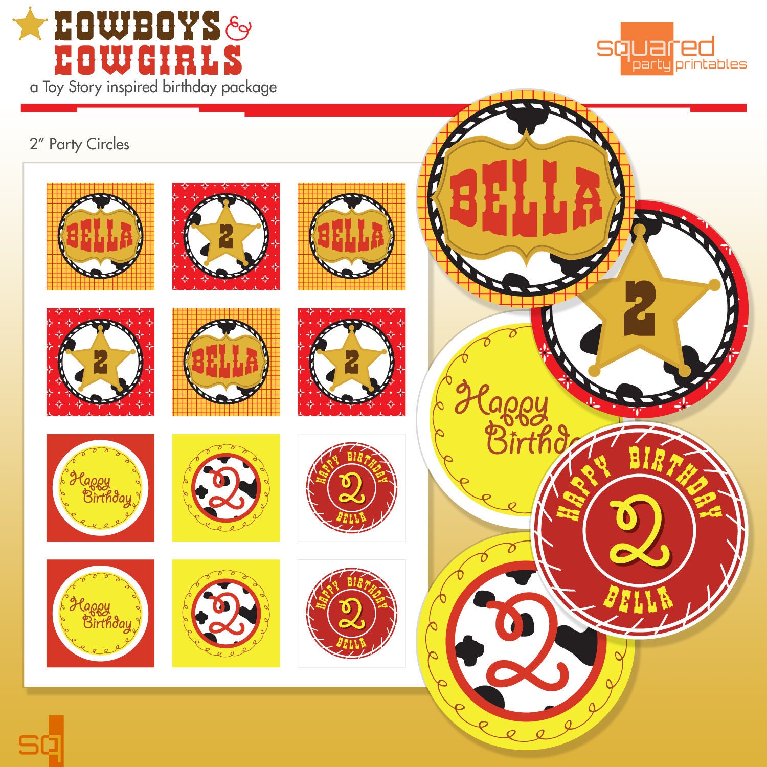 Toy Story Inspired Printable Birthday Party Circles - DIY Print - Cowboys & Cowgirls Il_170x135
