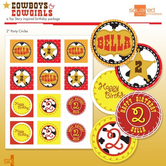 Toy Story Inspired Printable Birthday Party Circles - DIY Print - Cowboys & Cowgirls Il_570xn