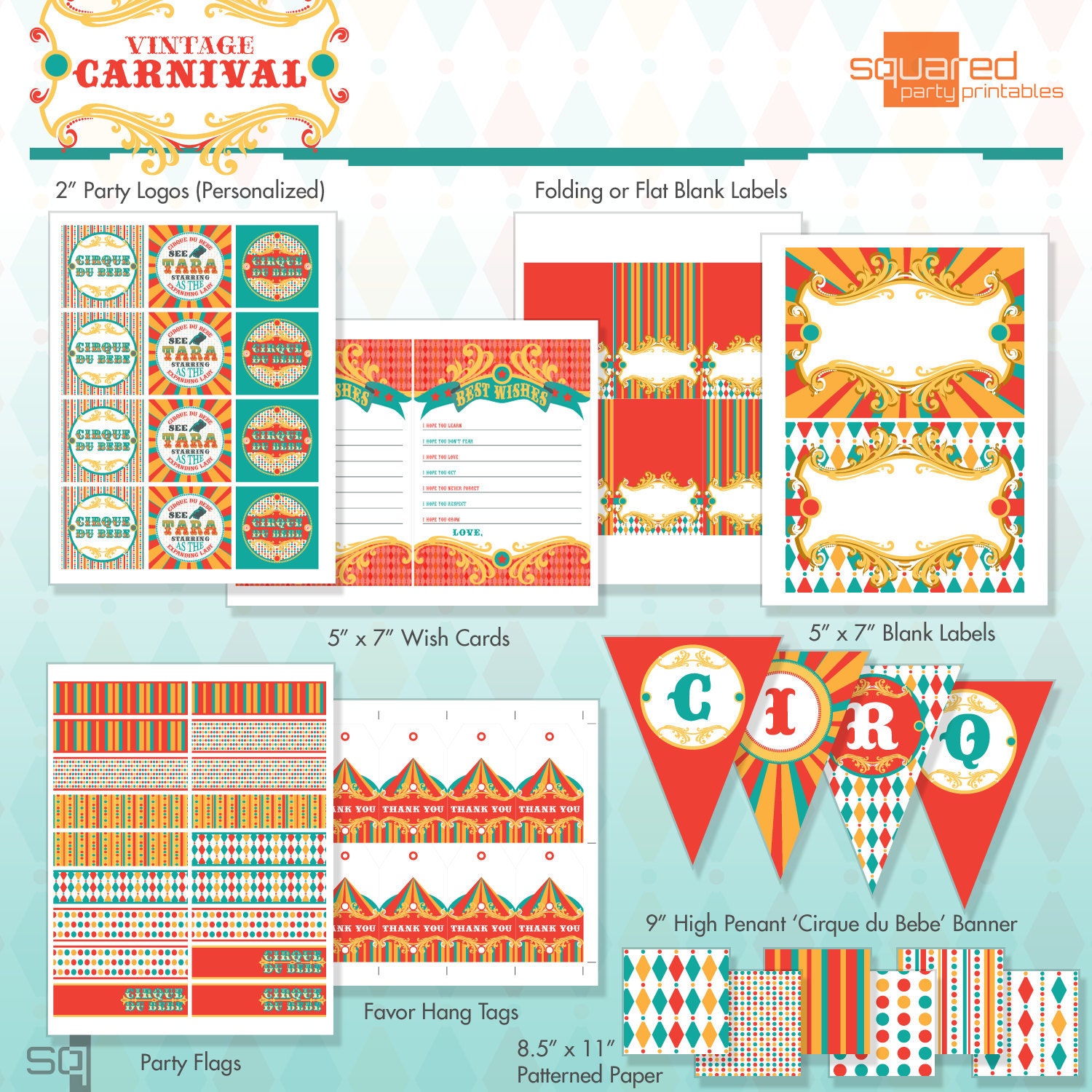 Vintage Circus Carnival Printable Baby Shower - DIY Print - Cirque du Bebe Il_570xn