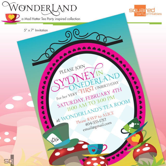 Mad Hatter Tea Party Inspired Tea Party Printable Invitation - UnBirthday Invite - DIY Print - Alice in Wonderland Inspired