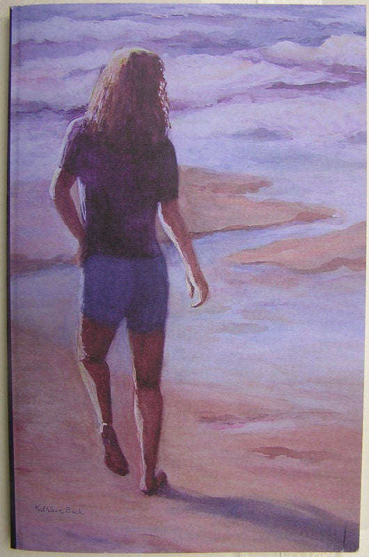Blank book for diary or journal from watercolor beach ocean painting by Kathleen Buck