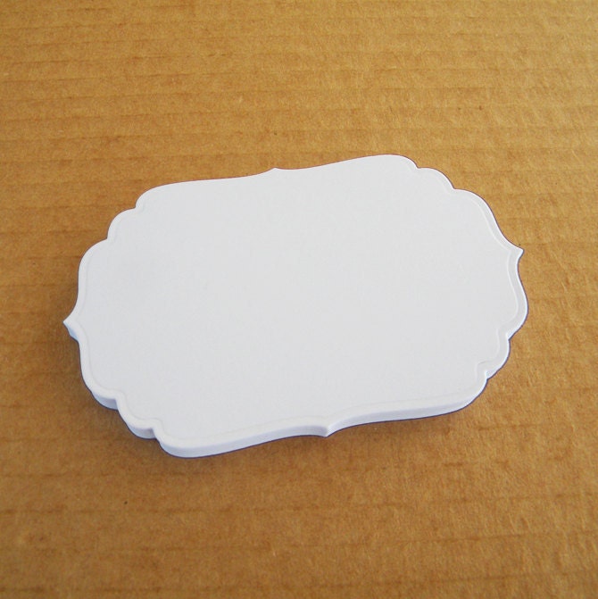 Bracket Cards with curved edges - set of 25 4 3/8" x 2 3/4"  White - Handmade die cuts, tags, and paper supplies by UniquesStashNStuff