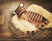 Instant Download - Little Tiger Animal Suit - Newborn Size OR Newborn to 3 Month Size - CROCHET PATTERN
