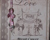 Love Pink Ribbon Breast Cancer Awareness Hand-Made Beaded Bookmark