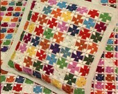 Crochet Pattern Vintage Retro Afghan Pillow Blanket Nursery Decor Set Bright Pinwheel