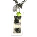 Cat Eyes Pendant With Heart Charm. Green Black and White Picture pendant on a chain.