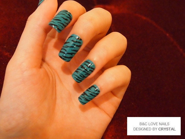 Hand Painted Nails - " Frenzy Elf "