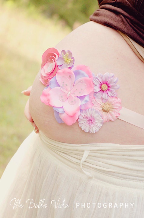 Pink Purple Maternity Sash Baby Girl Photo Prop Belly Band Baby Shower Gift Newborn Belt Pregnancy Photo Shoot