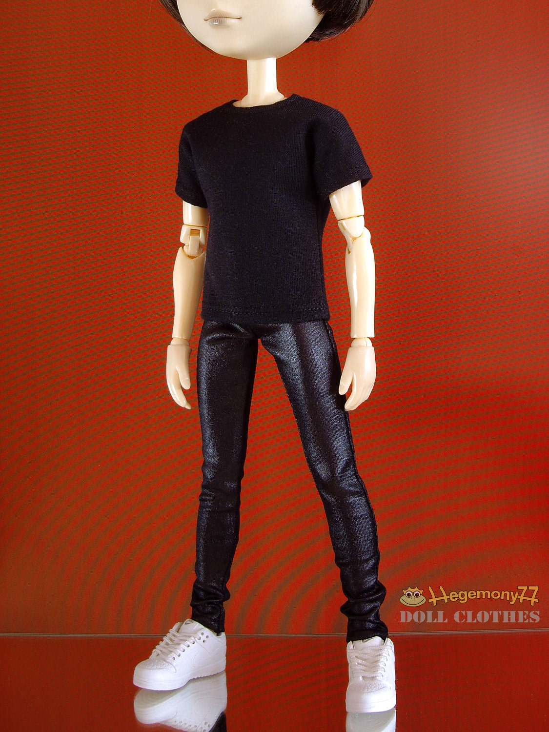1/ 6 scale black silky shine leggings pants for Ken Taeyang 27 cm Obitsu size male dolls and slim figures