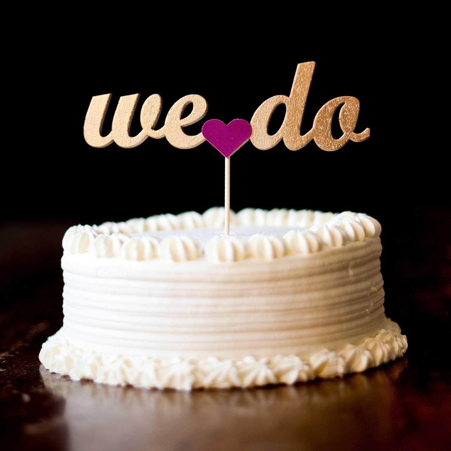 The Whimsical Wedding Cake Topper in Gold and Magenta - Ready to ship