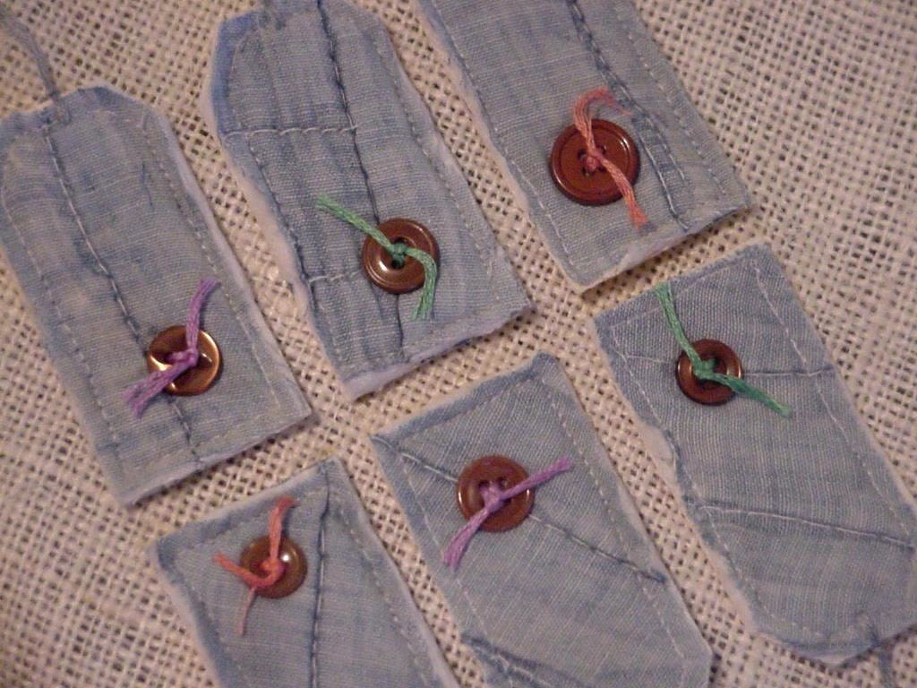 Fabric Hang Tags Vintage Quilted Blue Chambray Gift Tags Prim Cutter Quilt Everyday All Occasion Shabby Gift Wrap itsyourcountry