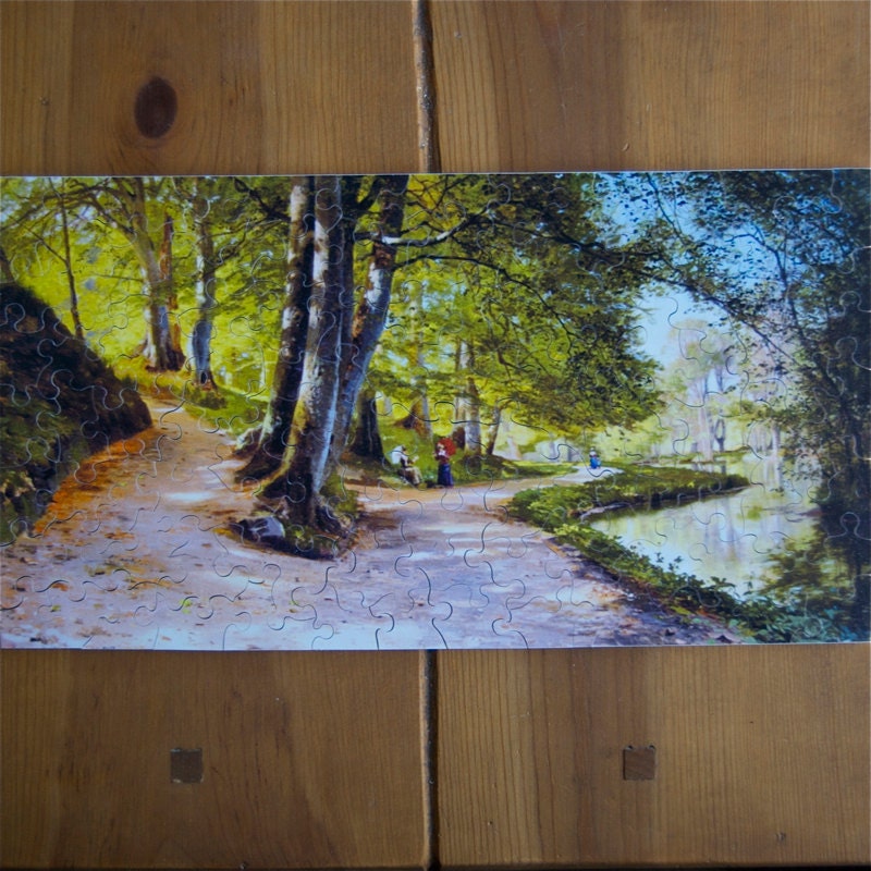 Jigsaw Puzzle, Handmade, Wooden, 93 pieces - "The Red Umbrella"