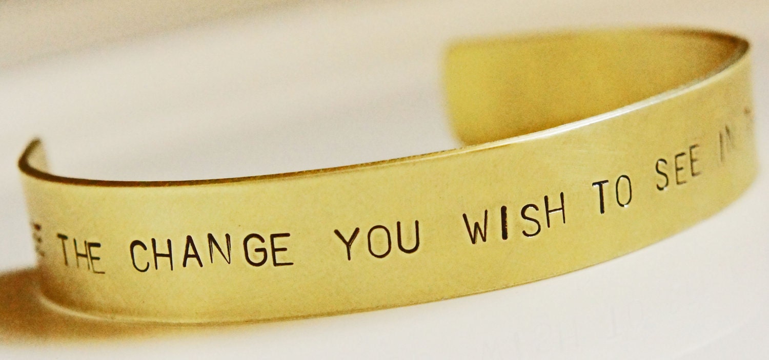 Custom Cuff Bracelet - Personalized Hand Stamped Brass Gold Cuff - Gift for Men or Women - Fathers Day Mothers Day