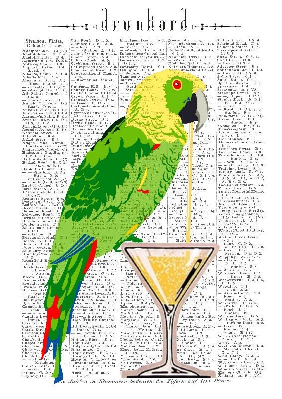 DRUNKARD  giclee print poster mixed media painting illustration drawing