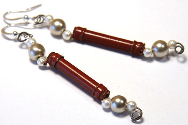 Eco Friendly Jewelry, Computer Earrings, Recycled Electronic, Steampunk Earrings, Ancient Terracotta Brown Resistor. Sterling silver tagt