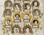 Custom Family Tree - Three Generation - 14 Person Tree with Photos in Tan