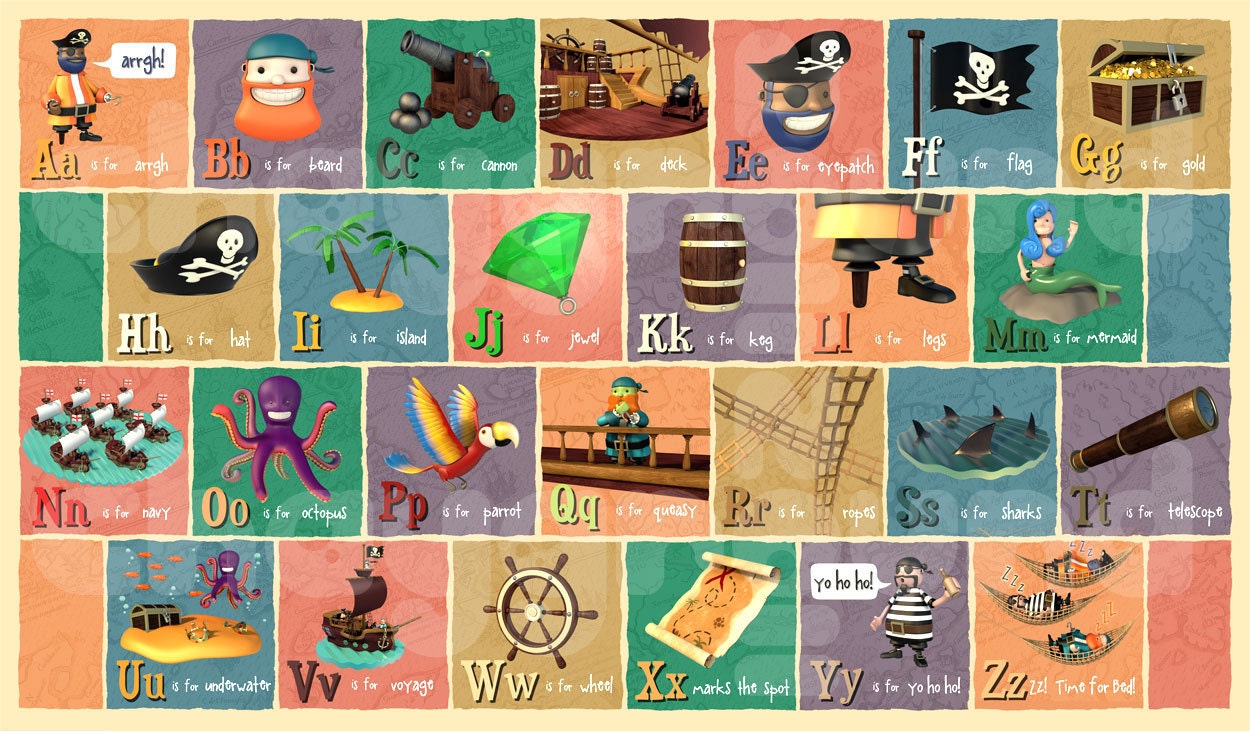 Pirate Alphabet Print - A3
