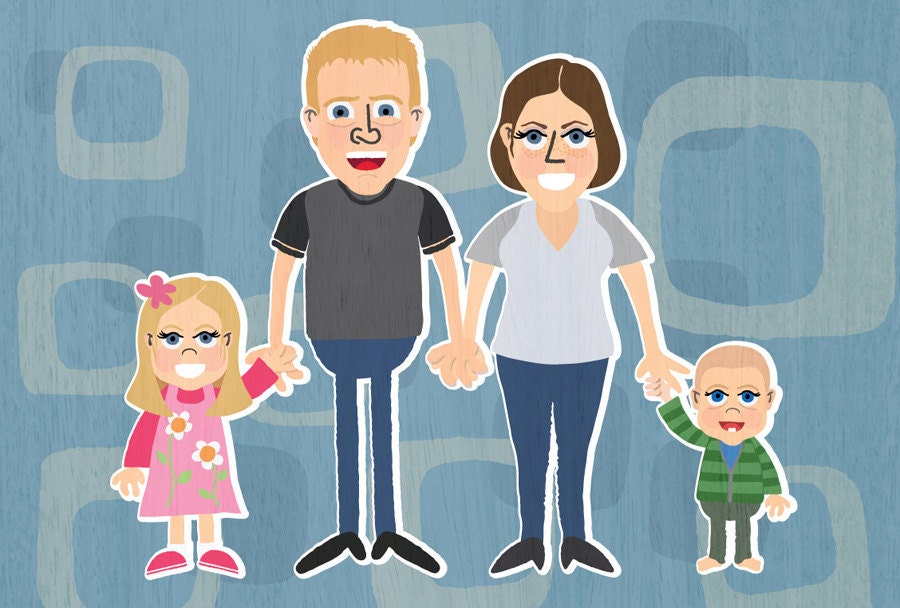 Custom Retro Cartoon Print - Family