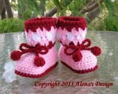 PDF Instant Download - Crochet Pattern 023 -  Cherries Baby Booties.