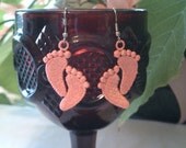 Sweet Baby Feet Earrings, Machine Embroidery Earrings, Embroidered Baby Feet Earrings, Baby Feet Earrings, Baby Feet Jewelry