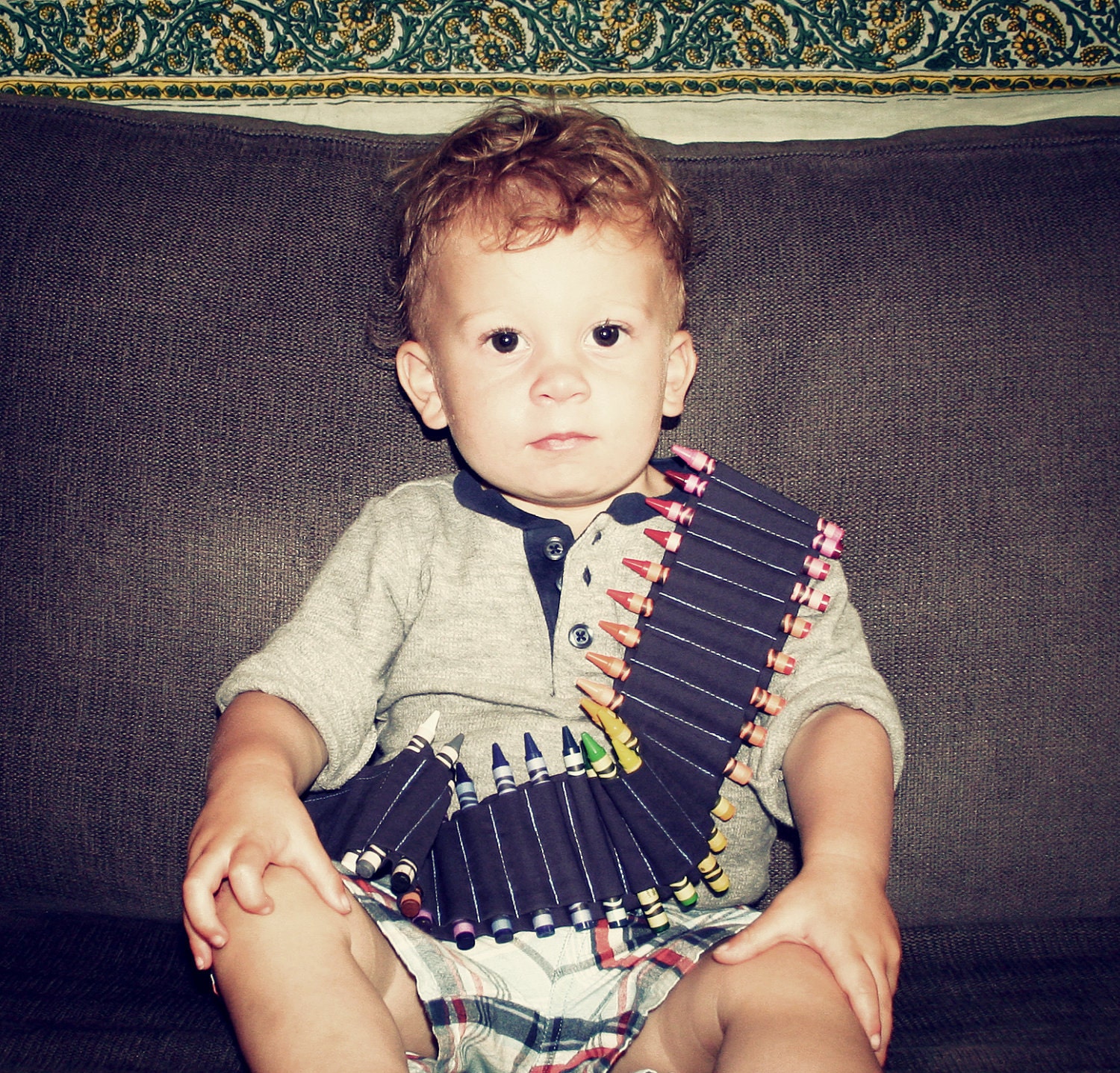 crayon ammo belt for kids -- navy