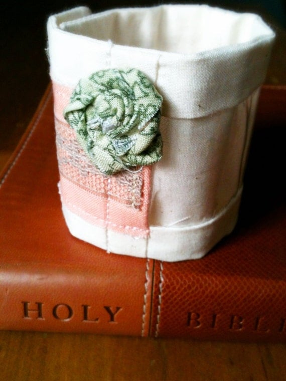 Interchangeable Scripture Cuff - Pink with Rosette