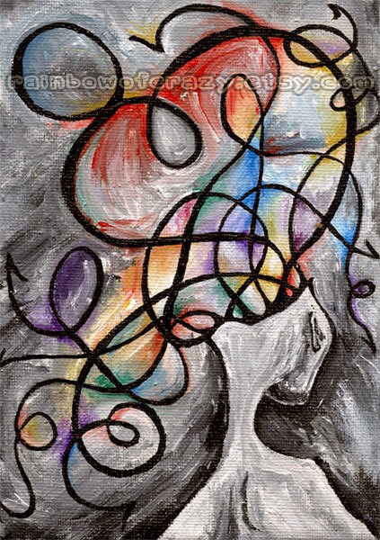 Fibromyalgia Art Print, 5x7 Abstract Artwork, Anxiety and Mental Health, Rainbow Surreal Wall Art