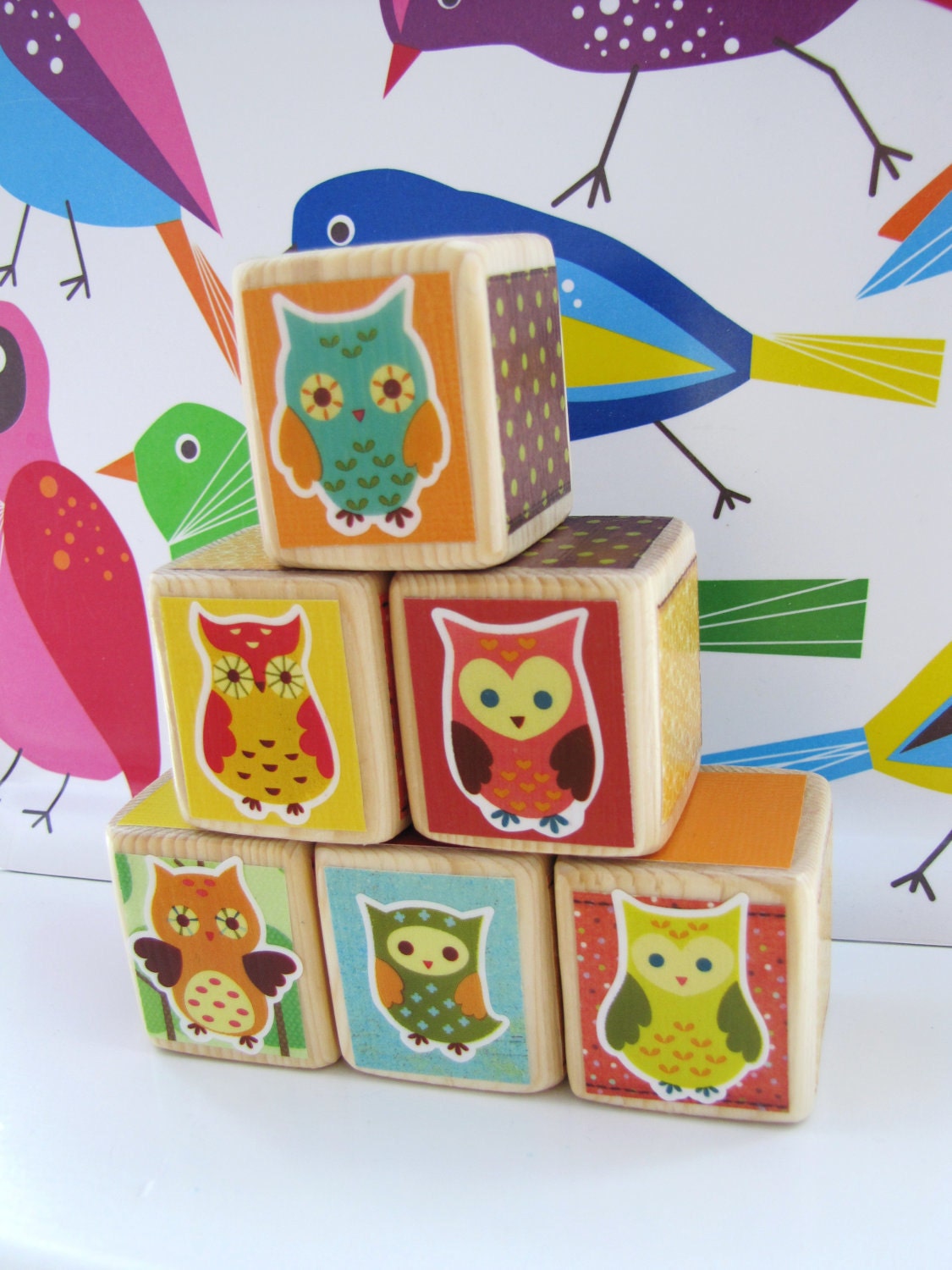 OWL Nursery Decor. Baby Shower Decoration. Personalization Available- Baby Blocks. Woodland Owls